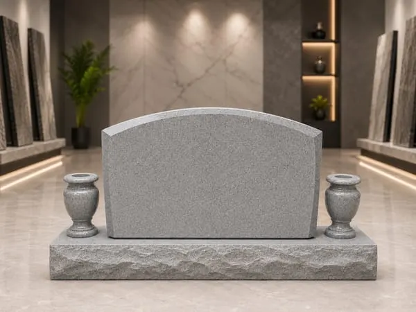 Grey granite monument with bevelled edges
