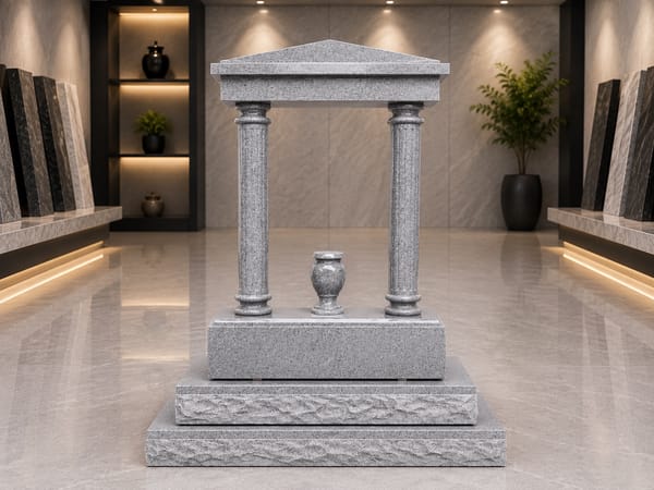 Grey pillar and vase