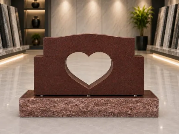 Red granite heart-cap monument