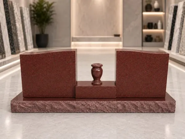 Two-piece India Red granite monument on a base