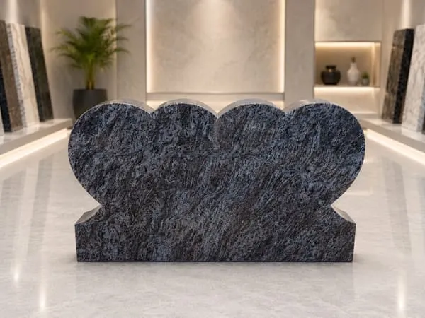 Vizag Blue granite double-heart monument